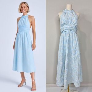 Petal & Pup Taila Halterneck Midi Dress Eyelet 12 Romantic Preppy Baby Shower